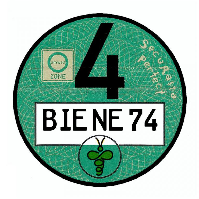 Feinstaubplakette / Umweltplakette EURO 4 grün kennzeichenbiene.de Feinstaubplakette / Umweltplakette EURO 4 grün kennzeichenbiene.de