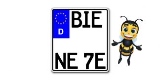 EURO E-Schild Motorrad Kennzeichen kürzester Standard zweizeilig bei Kennzeichenbiene in Berlin